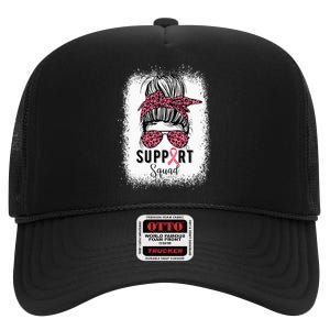 Breast Cancer Support Squad Ribbon Breast Cancer Awareness High Crown Mesh Back Trucker Hat