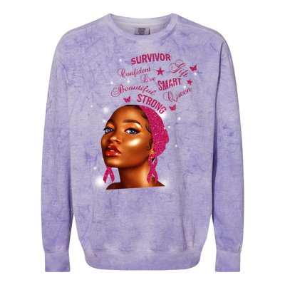 Breast Cancer Survivor Queen Colorblast Crewneck Sweatshirt