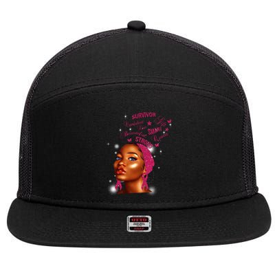 Breast Cancer Survivor Queen 7 Panel Mesh Trucker Snapback Hat