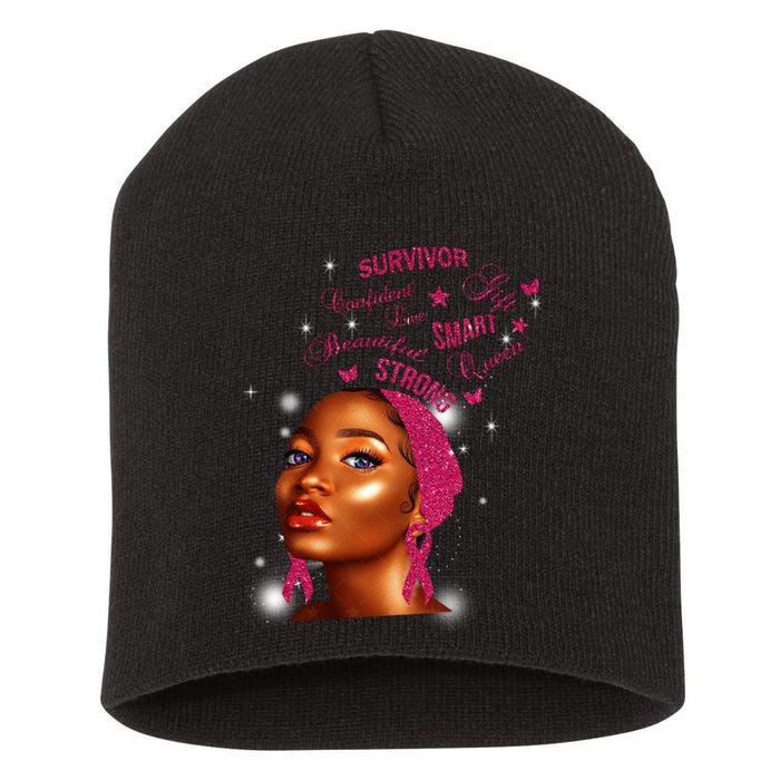 Breast Cancer Survivor Queen Short Acrylic Beanie