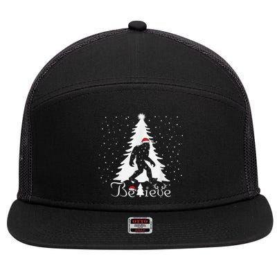 Believe Christmas Santa Bigfoot Hat Xmas PJ Costume 7 Panel Mesh Trucker Snapback Hat