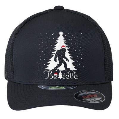 Believe Christmas Santa Bigfoot Hat Xmas PJ Costume Flexfit Unipanel Trucker Cap