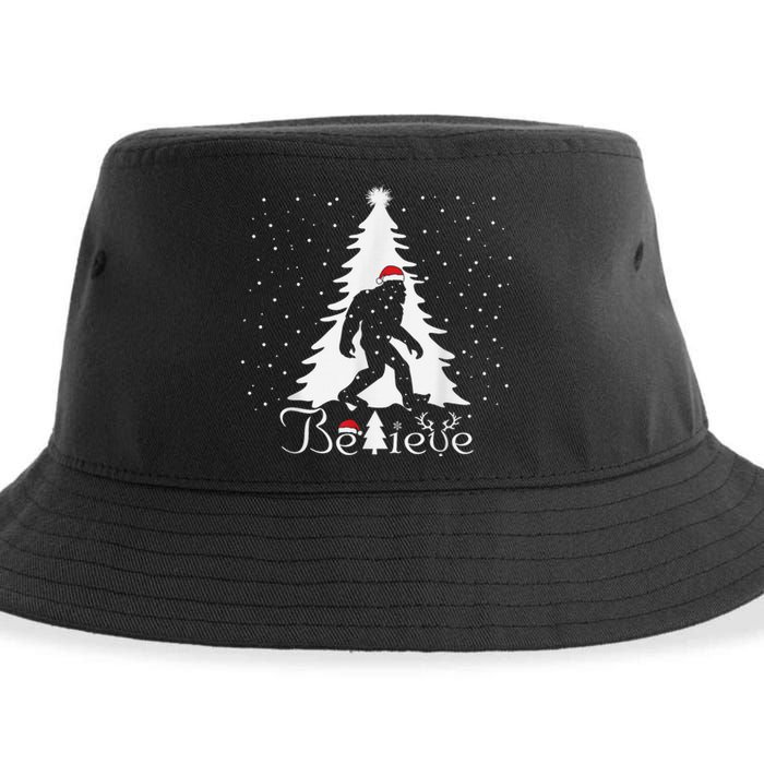 Believe Christmas Santa Bigfoot Hat Xmas PJ Costume Sustainable Bucket Hat