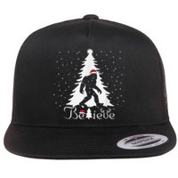 Believe Christmas Santa Bigfoot Hat Xmas PJ Costume Flat Bill Trucker Hat