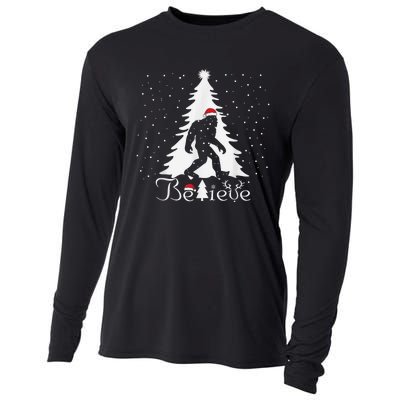 Believe Christmas Santa Bigfoot Hat Xmas PJ Costume Cooling Performance Long Sleeve Crew