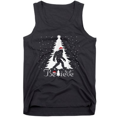 Believe Christmas Santa Bigfoot Hat Xmas PJ Costume Tank Top