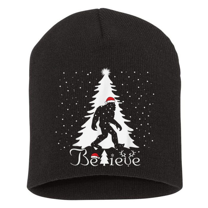 Believe Christmas Santa Bigfoot Hat Xmas PJ Costume Short Acrylic Beanie