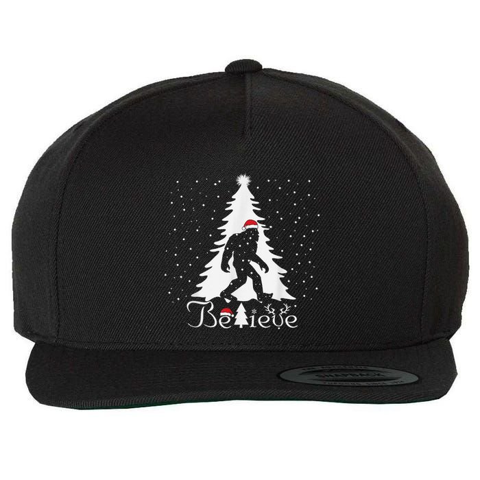 Believe Christmas Santa Bigfoot Hat Xmas PJ Costume Wool Snapback Cap