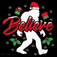 Bigfoot Christmas Shirt Believe Funny Sasquatch  Kid T-Shirt
