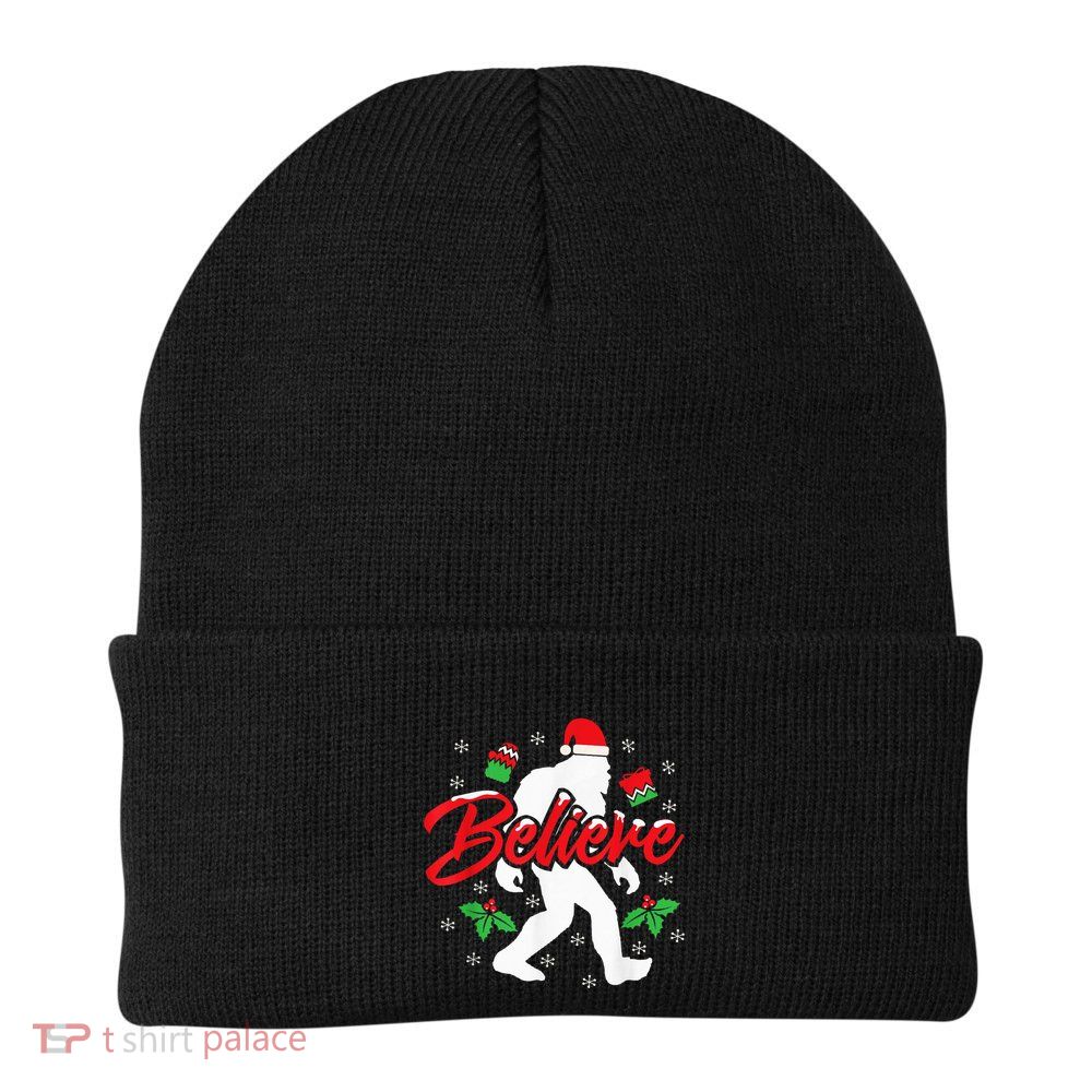 Bigfoot Christmas Shirt Believe Funny Sasquatch  Kid Beanie