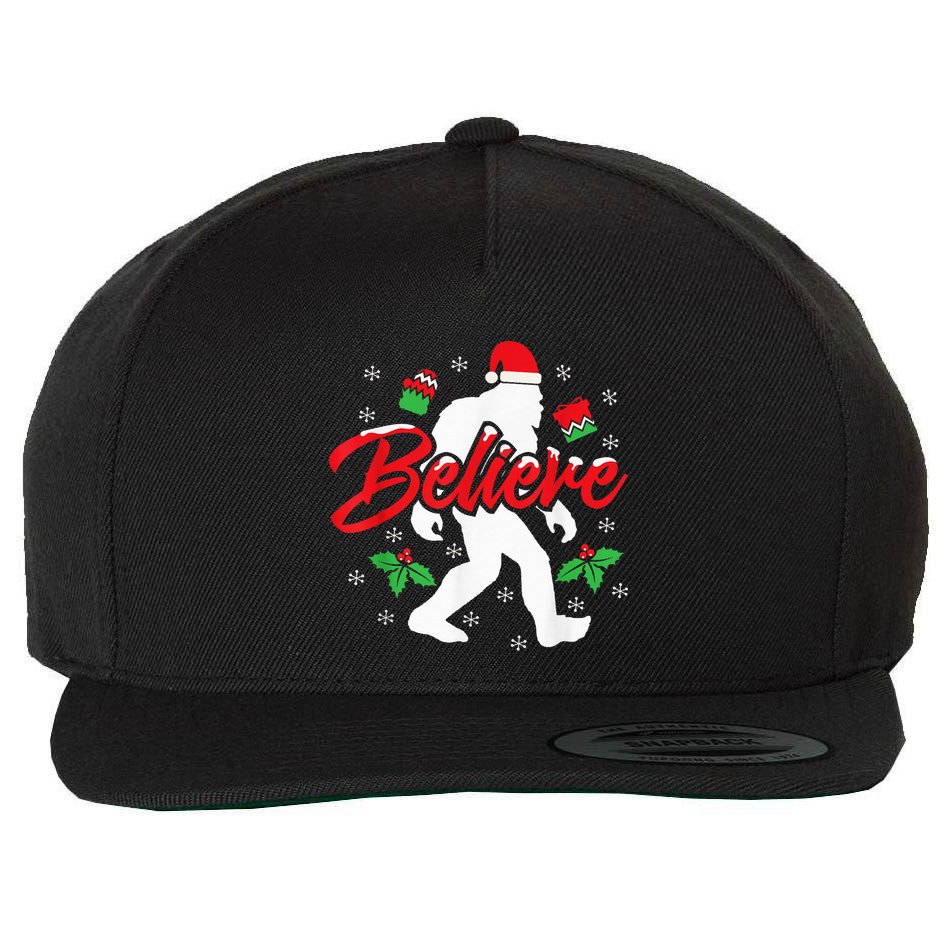 Bigfoot Christmas Shirt Believe Funny Sasquatch  Kid Wool Snapback Cap