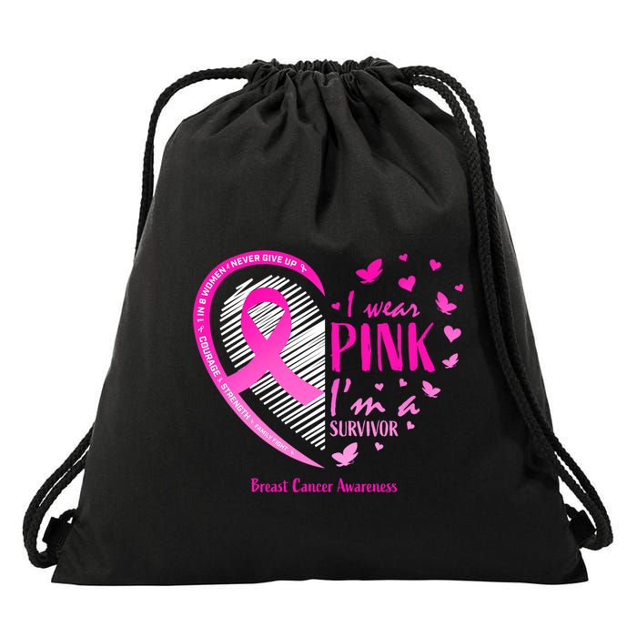 Breast Cancer Survivor Gifts Awareness Drawstring Bag