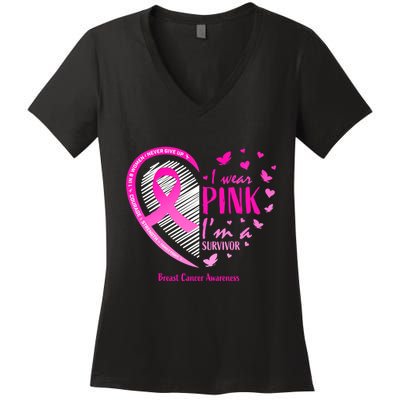 Breast Cancer Survivor Gifts Awareness Women's V-Neck T-Shirt