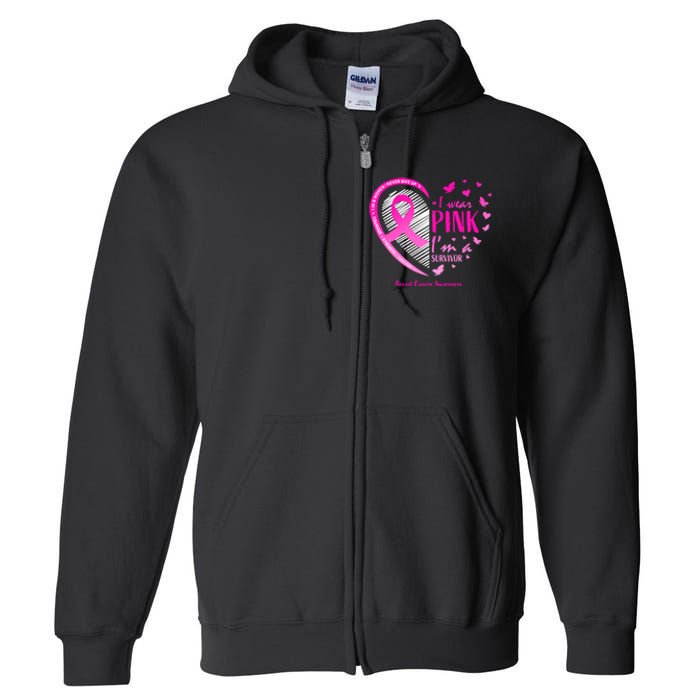 Breast Cancer Survivor Gifts Awareness Full Zip Hoodie