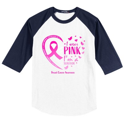 Breast Cancer Survivor Gifts Awareness Baseball Sleeve Shirt