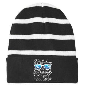 Birthday Cruise Squad Funny Birthday Party Cruise Squad 2024 Striped Beanie with Solid Band