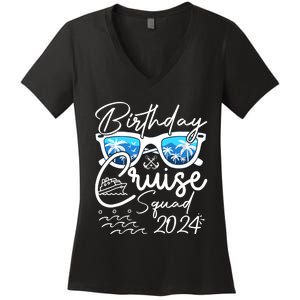 Birthday Cruise Squad Funny Birthday Party Cruise Squad 2024 Women's V-Neck T-Shirt