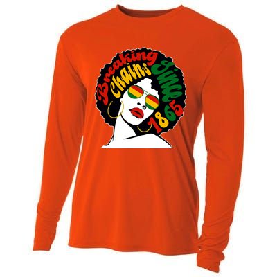 Breaking Chains Since 1865 Juneteenth Black American Freedom Gift Cooling Performance Long Sleeve Crew