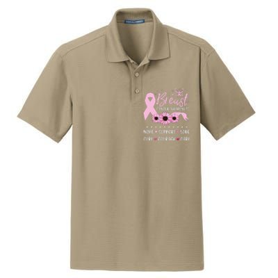 Breast Cancer Support Pink Ribbon Breast Cancer Awareness Dry Zone Grid Polo