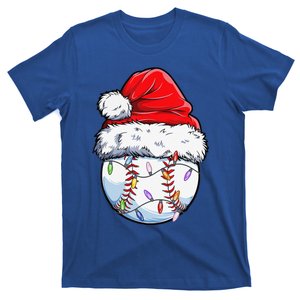 Baseball Christmas Santa Hat Funny Baseball Xmas Holiday T-Shirt