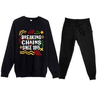 Breaking Chains Since 1865 African American Melanin Junetee Gift Premium Crewneck Sweatsuit Set