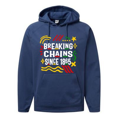 Breaking Chains Since 1865 African American Melanin Junetee Gift Performance Fleece Hoodie