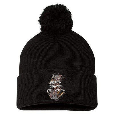 Broken Crayons Still Color Pom Pom 12in Knit Beanie