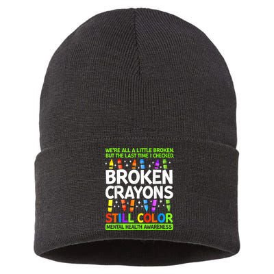 Broken Crayons Still Color Mental Health Matters Awareness  Sustainable Knit Beanie