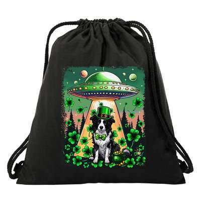 Border Colie St. PatrickS Day Unidentified Flying Object .Png Drawstring Bag
