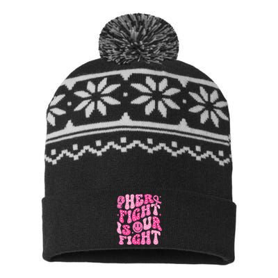 Breast Cancer Support Her Fight Is Our Fight Gift USA-Made Snowflake Beanie