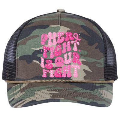 Breast Cancer Support Her Fight Is Our Fight Gift Retro Rope Trucker Hat Cap