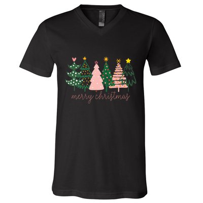 Boho Christmas Tree V-Neck T-Shirt