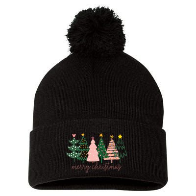 Boho Christmas Tree Pom Pom 12in Knit Beanie