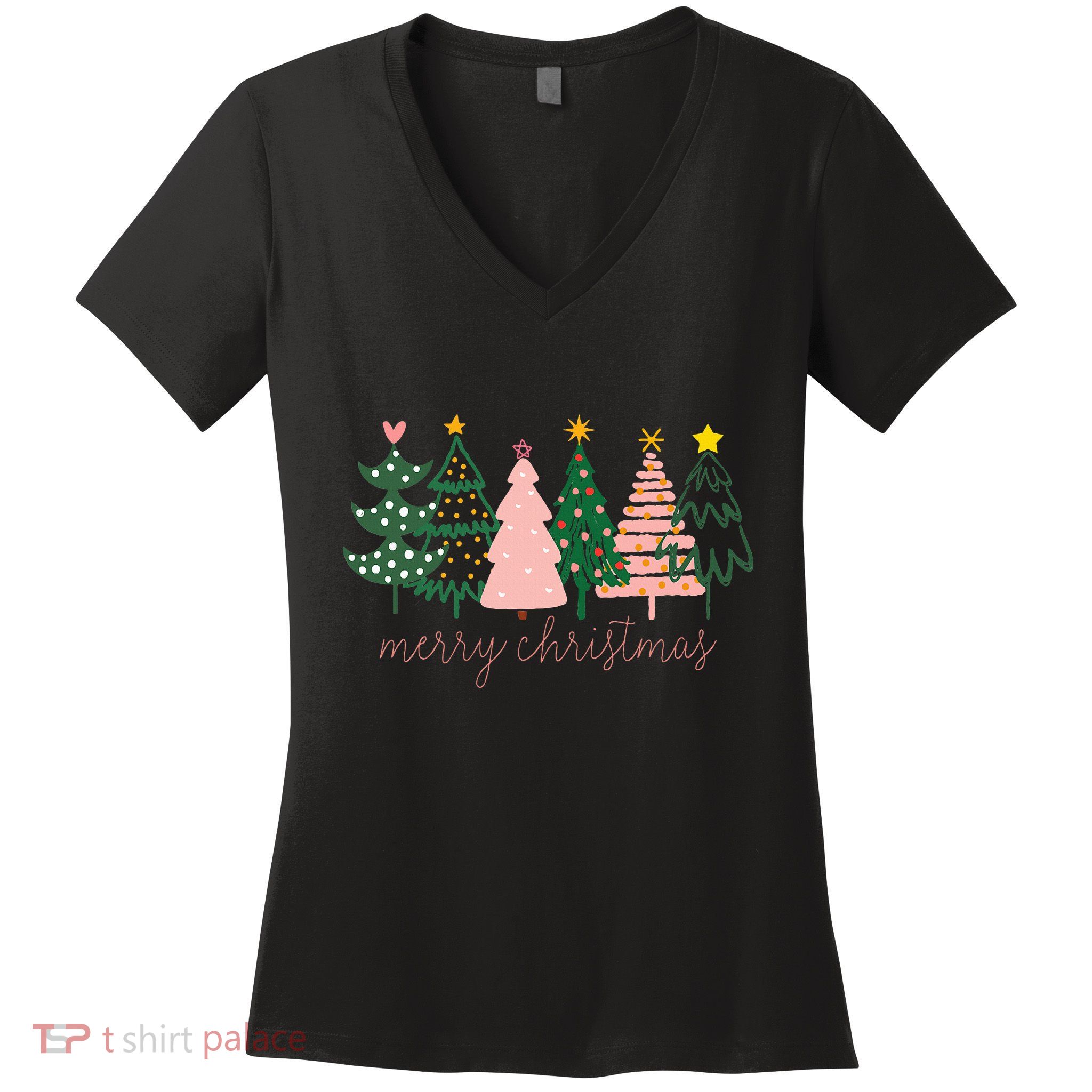 Boho Christmas Tree Women's V-Neck T-Shirt