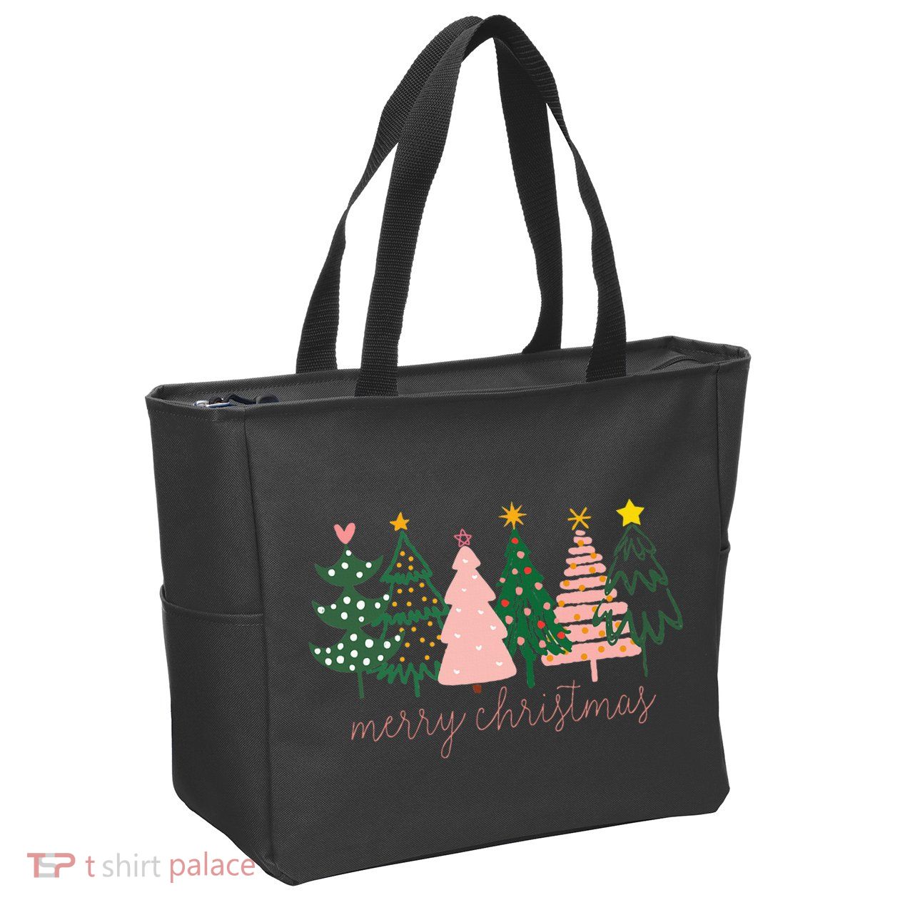 Boho Christmas Tree Zip Tote Bag