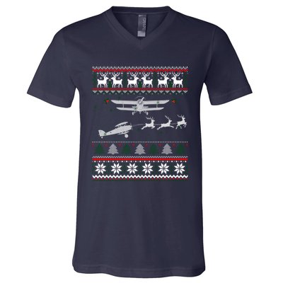 Best Christmas Thanksgiving Gift Pilots Aviation Ugly V-Neck T-Shirt