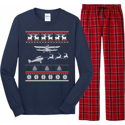 Best Christmas Thanksgiving Gift Pilots Aviation Ugly Long Sleeve Pajama Set