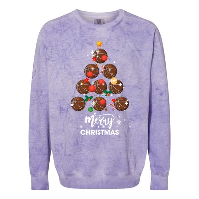 Basketball Christmas Tree Xmas Gift For Basketball Players Gift Colorblast Crewneck Sweatshirt