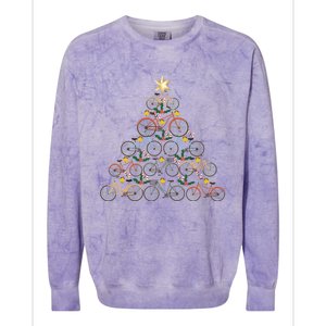 Bicycle Christmas Tree Funny Biker Bicyclist Xmas For Family Meaningful Gift Colorblast Crewneck Sweatshirt