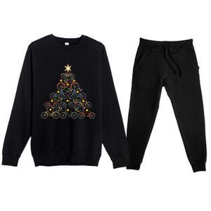 Bicycle Christmas Tree Funny Biker Bicyclist Xmas For Family Meaningful Gift Premium Crewneck Sweatsuit Set