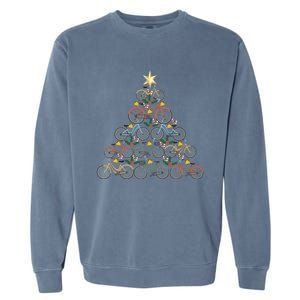 Bicycle Christmas Tree Funny Biker Bicyclist Xmas For Family Meaningful Gift Garment-Dyed Sweatshirt