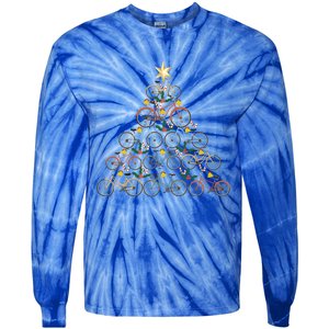 Bicycle Christmas Tree Funny Biker Bicyclist Xmas For Family Meaningful Gift Tie-Dye Long Sleeve Shirt