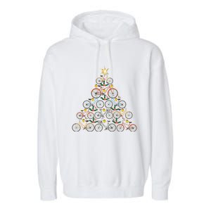 Bicycle Christmas Tree Funny Biker Bicyclist Xmas For Family Meaningful Gift Garment-Dyed Fleece Hoodie