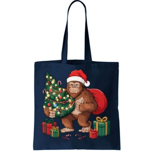 Bigfoot Christmas Tree Lights Xmas Sasquatch Lovers Tote Bag