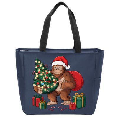 Bigfoot Christmas Tree Lights Xmas Sasquatch Lovers Zip Tote Bag