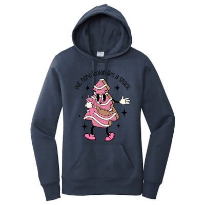 Boojee Christmas Tree Cake Out Here Lookin Like A Snack Pink Funny Gift Women's Pullover Hoodie