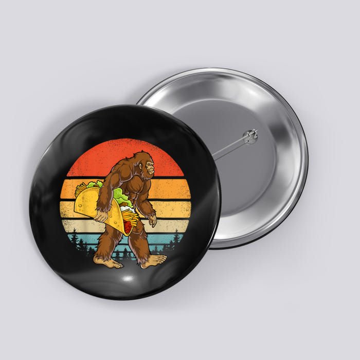 Bigfoot Carrying Taco Funny Cinco De Mayo Boy Men Sasquatch Button