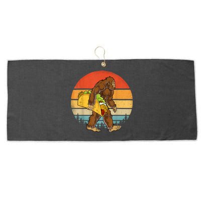 Bigfoot Carrying Taco Funny Cinco De Mayo Boy Men Sasquatch Large Microfiber Waffle Golf Towel