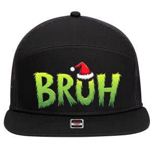 Bruh Christmas Teens Funny Christmas Humor Meme 7 Panel Mesh Trucker Snapback Hat