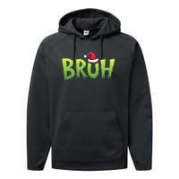 Bruh Christmas Teens Funny Christmas Humor Meme Performance Fleece Hoodie